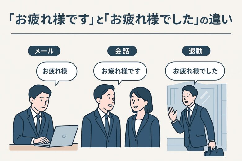 お疲れ様ですとお疲れ様でしたの違いを解説する図解
