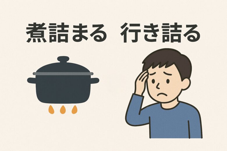 煮詰まると行き詰まるの違いを解説する記事の画像